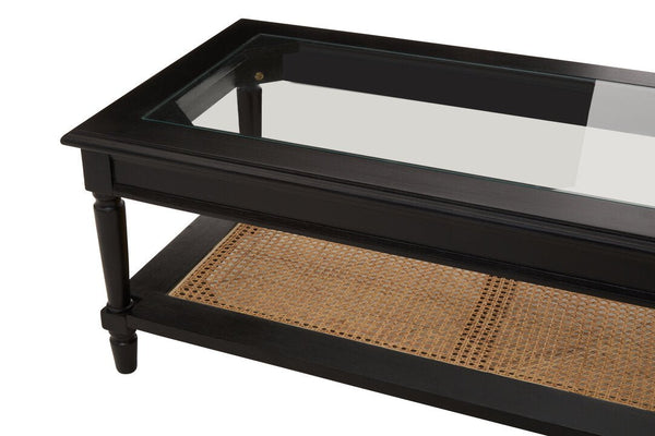 Corso Black Coffee Table with Rattan Shelf - Canwell Interiors Limited - Xshowhome