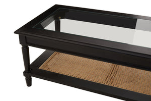 Corso Black Coffee Table with Rattan Shelf - XShowhome Limited - Xshowhome