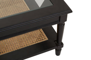 Corso Black Coffee Table with Rattan Shelf - XShowhome Limited - Xshowhome