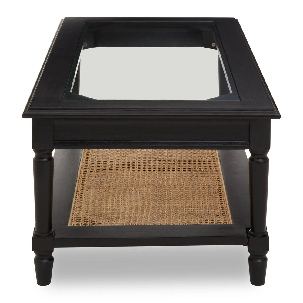 Corso Black Coffee Table with Rattan Shelf - XShowhome Limited - Xshowhome
