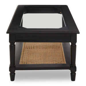Corso Black Coffee Table with Rattan Shelf - XShowhome Limited - Xshowhome