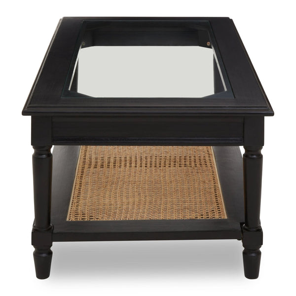 Corso Black Coffee Table with Rattan Shelf - XShowhome Limited - Xshowhome