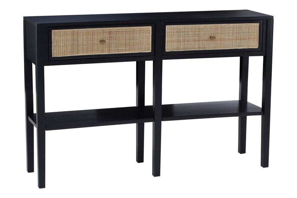 Corso Black Console Table with Rattan Drawers - Canwell Interiors Limited - Xshowhome