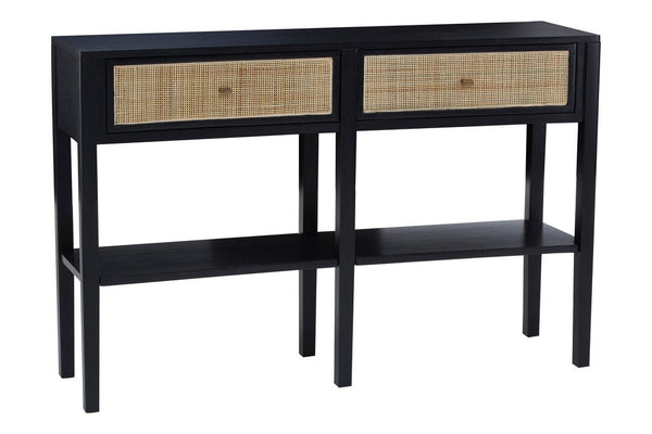 Corso Black Console Table with Rattan Drawers - Canwell Interiors Limited - Xshowhome