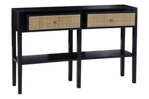 Corso Black Console Table with Rattan Drawers - Canwell Interiors Limited - Xshowhome