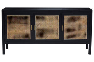 Corso Black Sideboard with 3 Rattan Doors - Canwell Interiors Limited - Xshowhome