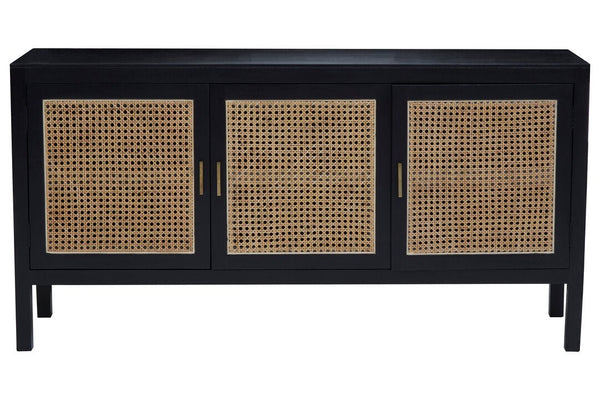 Corso Black Sideboard with 3 Rattan Doors - Canwell Interiors Limited - Xshowhome