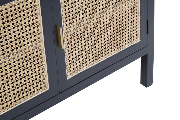 Corso Black Sideboard with 3 Rattan Doors - Canwell Interiors Limited - Xshowhome