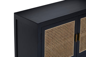 Corso Black Sideboard with 3 Rattan Doors - Canwell Interiors Limited - Xshowhome