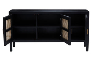 Corso Black Sideboard with 3 Rattan Doors - Canwell Interiors Limited - Xshowhome