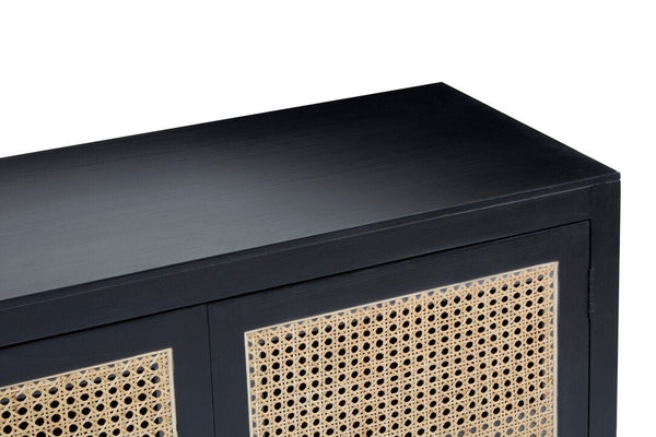 Corso Black Sideboard with 3 Rattan Doors - Canwell Interiors Limited - Xshowhome