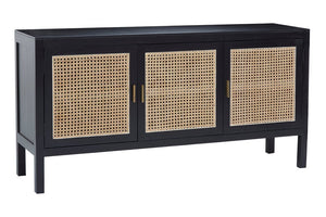Corso Black Sideboard with 3 Rattan Doors - Canwell Interiors Limited - Xshowhome