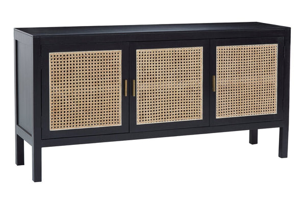 Corso Black Sideboard with 3 Rattan Doors - Canwell Interiors Limited - Xshowhome