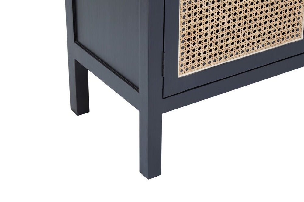 Corso Black Sideboard with 3 Rattan Doors - Canwell Interiors Limited - Xshowhome