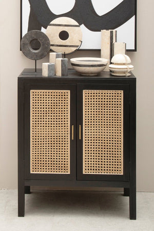 Corso Black Sideboard with Two Rattan Doors - Canwell Interiors Limited - Xshowhome