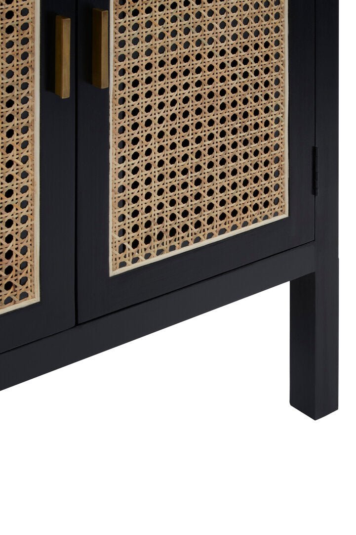 Corso Black Sideboard with Two Rattan Doors - Canwell Interiors Limited - Xshowhome