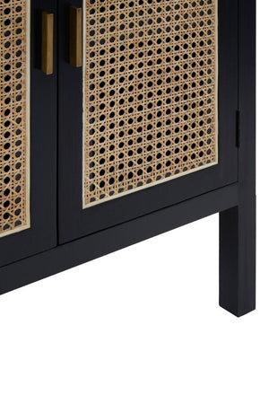 Corso Black Sideboard with Two Rattan Doors - Canwell Interiors Limited - Xshowhome