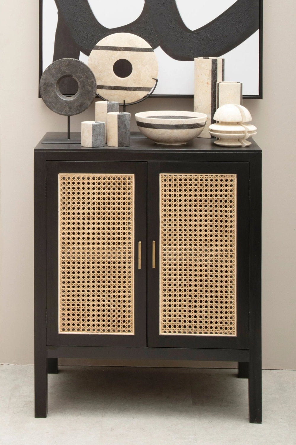 Corso Black Sideboard with Two Rattan Doors - XShowhome Limited - Xshowhome