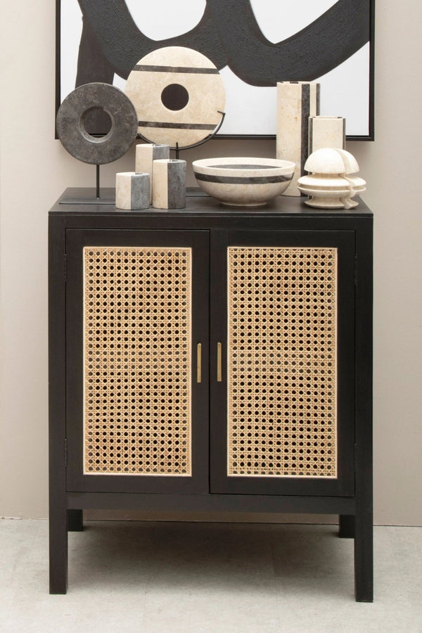 Corso Black Sideboard with Two Rattan Doors - XShowhome Limited - Xshowhome