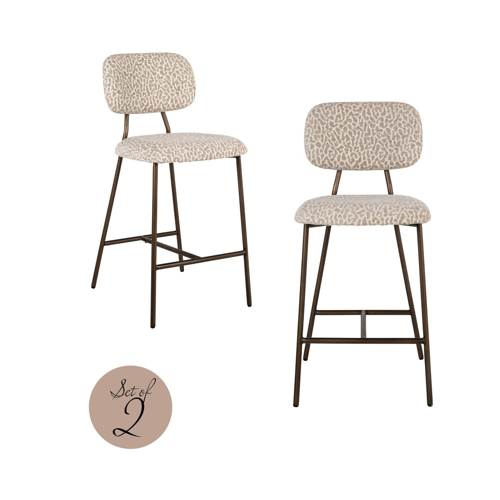 Counter stool Xenia beige leopard fire retardant (Set of 2) - Canwell Interiors Limited - Richmond