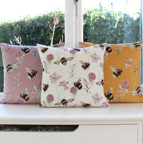 Country Bee Garden 43x43 Feather Filled Cushion Heather - Canwell Interiors Limited - Riva