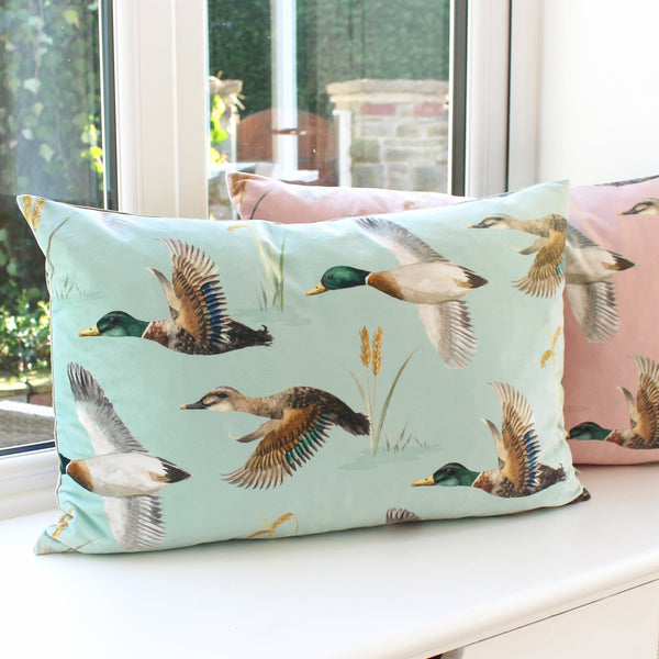 Country Duck Pond 40x60 Feather Filled Cushion Mint - Canwell Interiors Limited - Riva