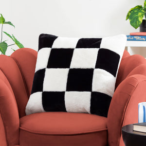 Cozee Check 50x50 Feather Filled Cushion Black - Canwell Interiors Limited - Riva