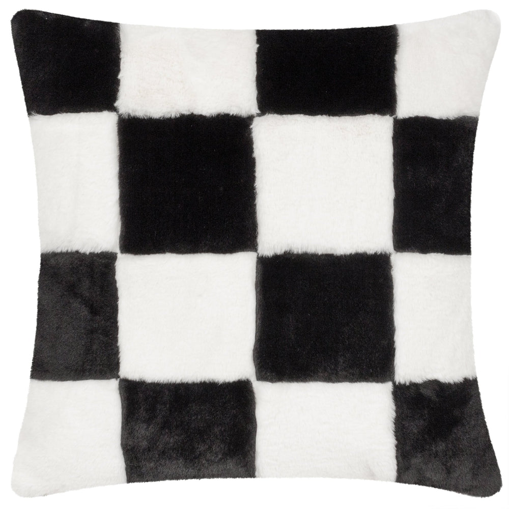 Cozee Check 50x50 Feather Filled Cushion Black - Canwell Interiors Limited - Riva