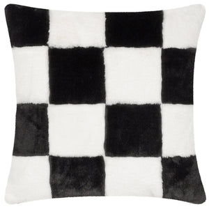 Cozee Check 50x50 Feather Filled Cushion Black - Canwell Interiors Limited - Riva