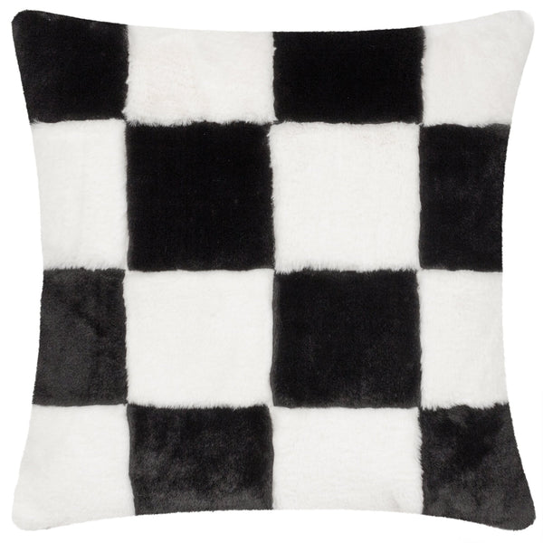 Cozee Check 50x50 Feather Filled Cushion Black - Canwell Interiors Limited - Riva