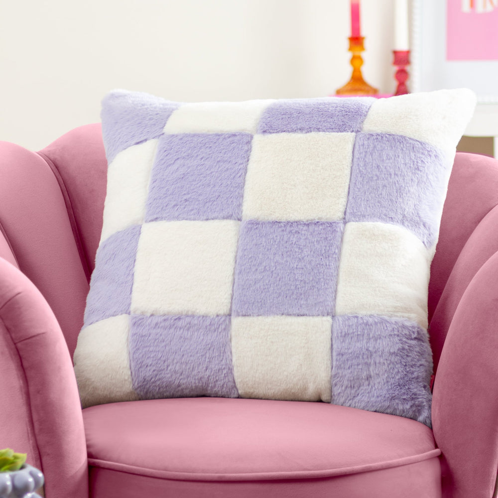Cozee Check 50x50 Feather Filled Cushion Lilac - Canwell Interiors Limited - Riva