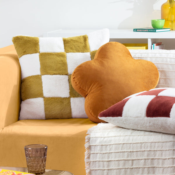 Cozee Check 50x50 Feather Filled Cushion Olive - Canwell Interiors Limited - Riva