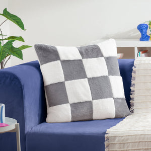 Cozee Check 50x50 Feather Filled Cushion Slate Blue - Canwell Interiors Limited - Riva