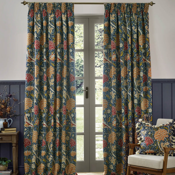 Cray 167x182 Pencil Pleat Curtains Indigo/Berry - XShowhome Limited - Riva