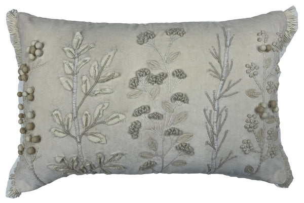 Cream Handknot Flw Stems Vel 40x60 - Canwell Interiors Limited - Malini