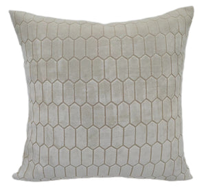 Cut Velvet Hills and Flat Honeycombe Ivory 56x56 - Canwell Interiors Limited - Malini
