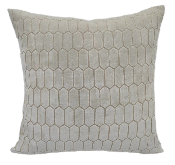 Cut Velvet Hills and Flat Honeycombe Ivory 56x56 - Canwell Interiors Limited - Malini