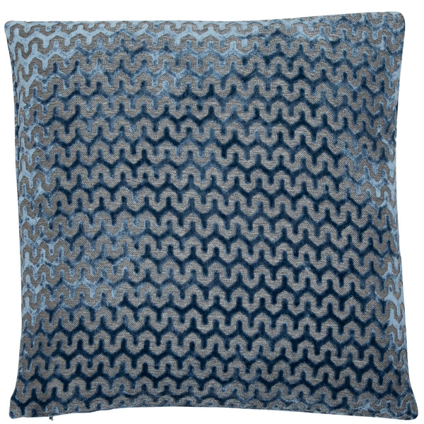 Cut Velvet Wave Blue 43x43 - Canwell Interiors Limited - Malini