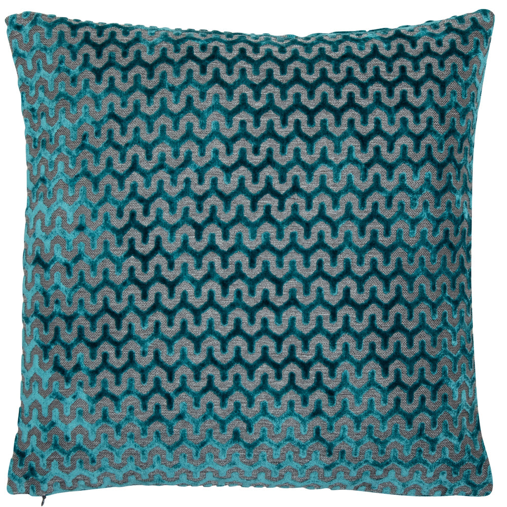 Cut Velvet Wave Teal 56x56 - Canwell Interiors Limited - Malini