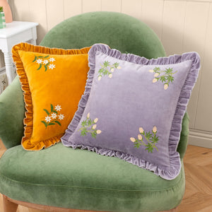 Daisy Frill 45x45 Feather Filled Cushion Gold - Canwell Interiors Limited - Riva