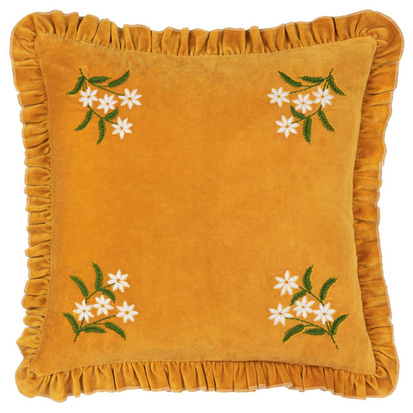 Daisy Frill 45x45 Feather Filled Cushion Gold - Canwell Interiors Limited - Riva