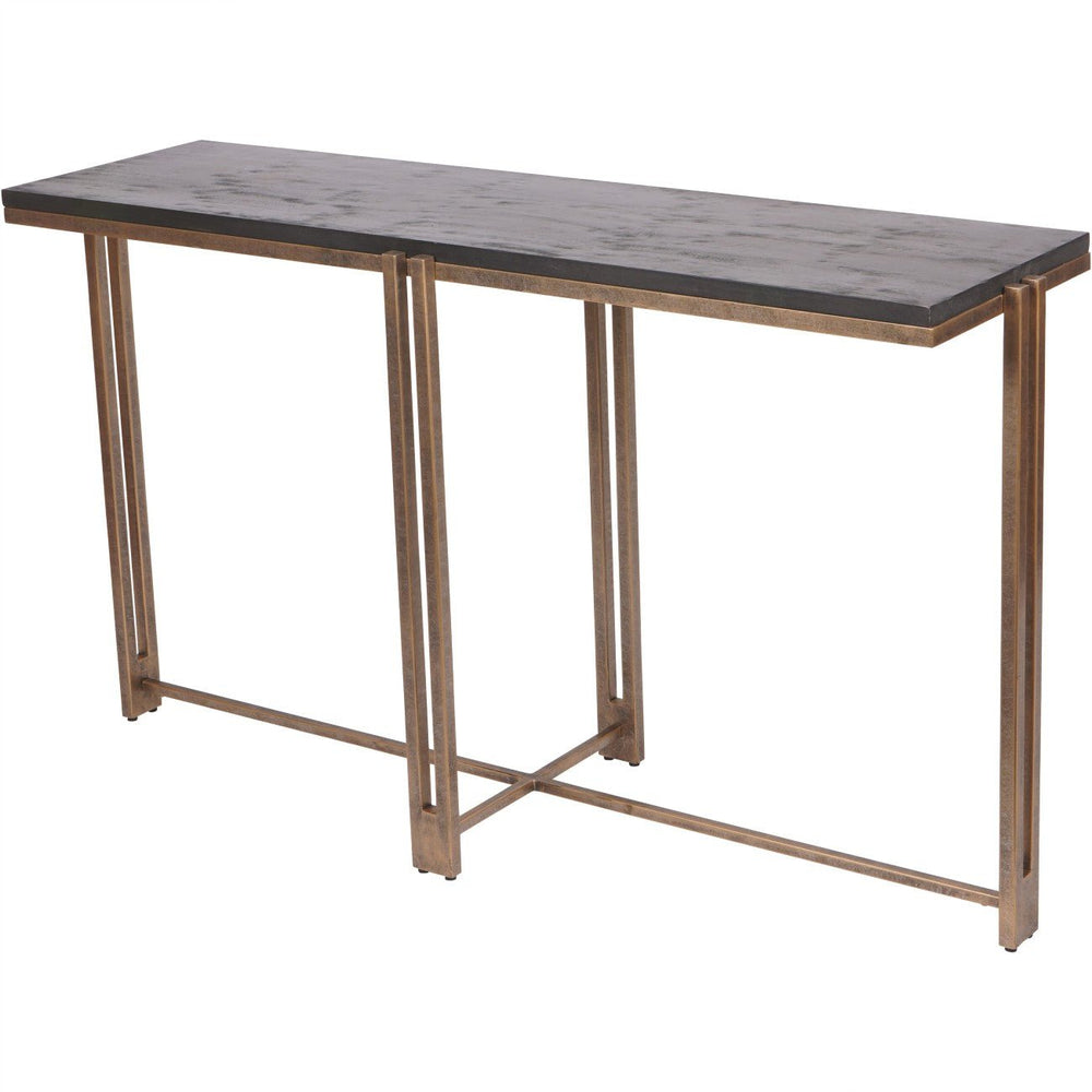 Dalston Black Sandblasted Wood and Champagne Frame Console Table - XShowhome Limited - Libra