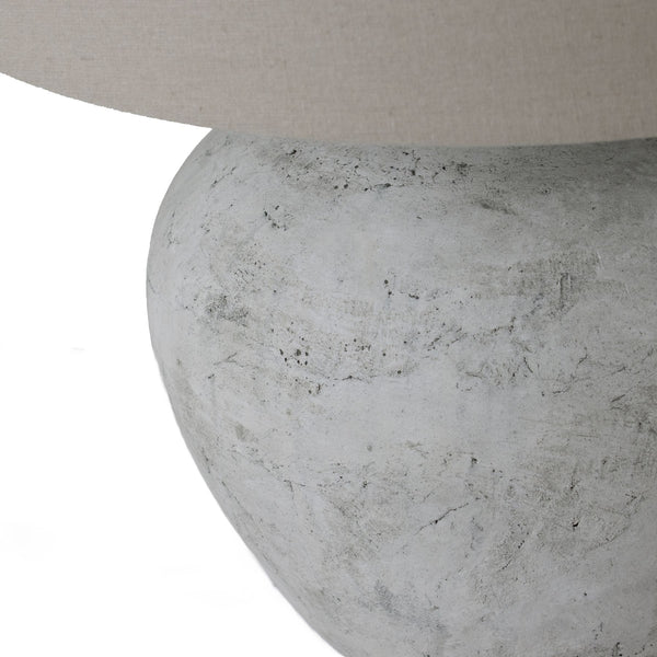 Darcy Antique White Round Table Lamp with Linen Shade - Canwell Interiors Limited - Hills