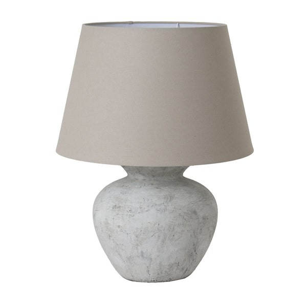 Darcy Antique White Round Table Lamp with Linen Shade - Canwell Interiors Limited - Hills
