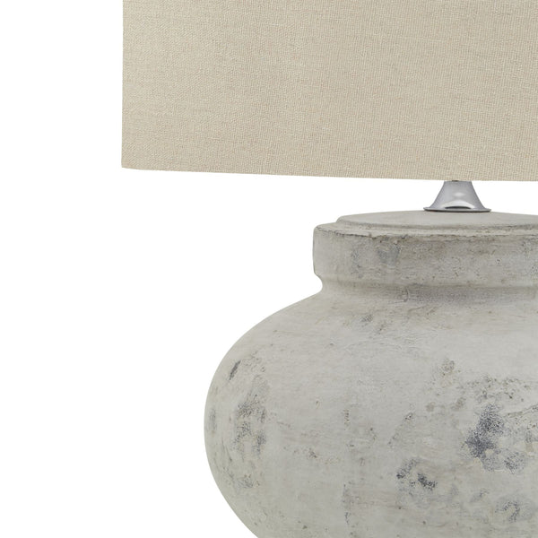 Darcy Antique White Squat Table Lamp with Linen Shade - Canwell Interiors Limited - Hills