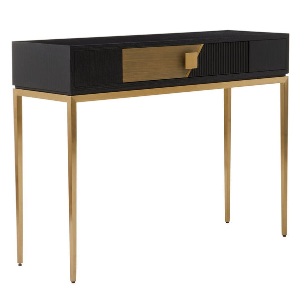 Davoli Black and Gold Console Table with 1 Drawer - Canwell Interiors Limited - Xshowhome
