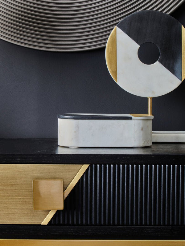 Davoli Black and Gold Console Table with 1 Drawer - Canwell Interiors Limited - Xshowhome