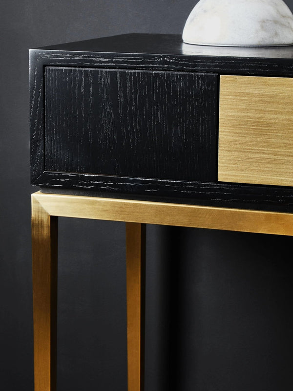 Davoli Black and Gold Console Table with 1 Drawer - XShowhome Limited - Xshowhome