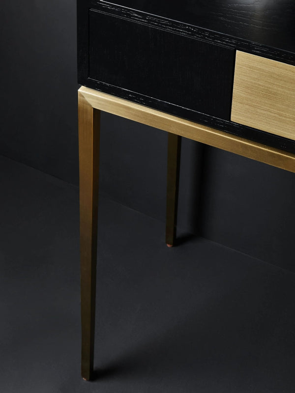 Davoli Black and Gold Console Table with 1 Drawer - XShowhome Limited - Xshowhome