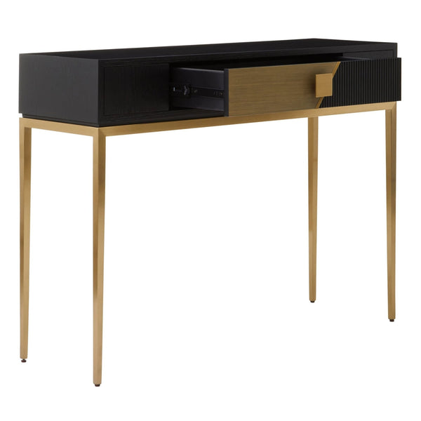 Davoli Black and Gold Console Table with 1 Drawer - XShowhome Limited - Xshowhome
